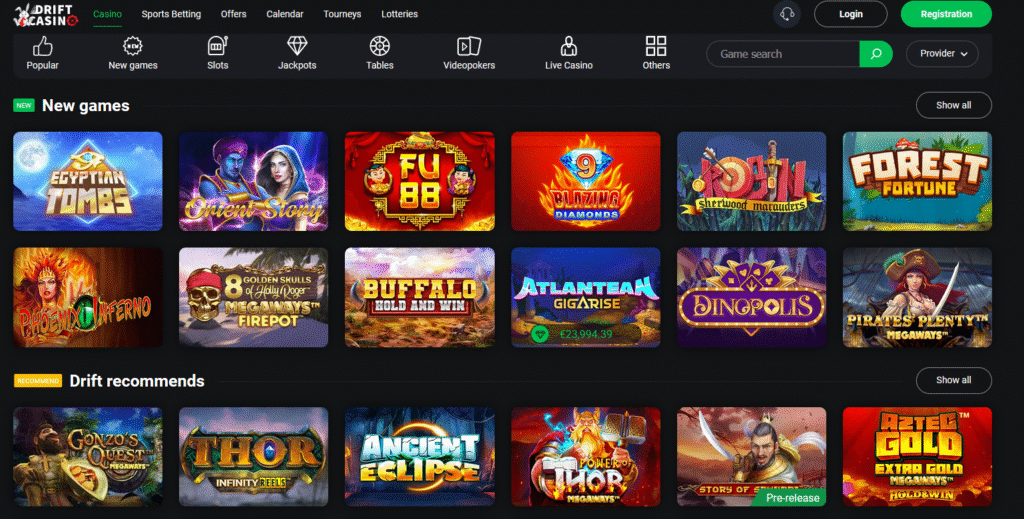 Drift Casino игри
